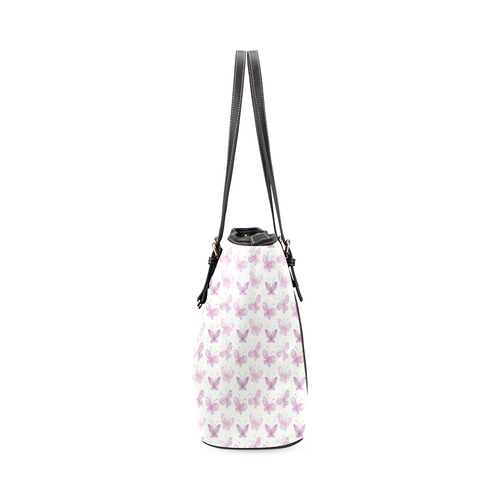 Fantastic Pink Butterflies Leather Tote Bag/Large (Model 1640)