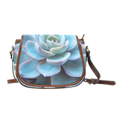 Watercolor Peacock Succulent Saddle Bag/Small (Model 1649) Full Customization