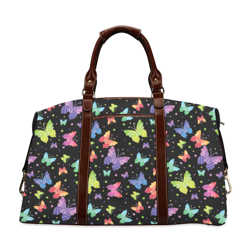 Colorful Butterflies Black Edition Classic Travel Bag (Model 1643) Remake