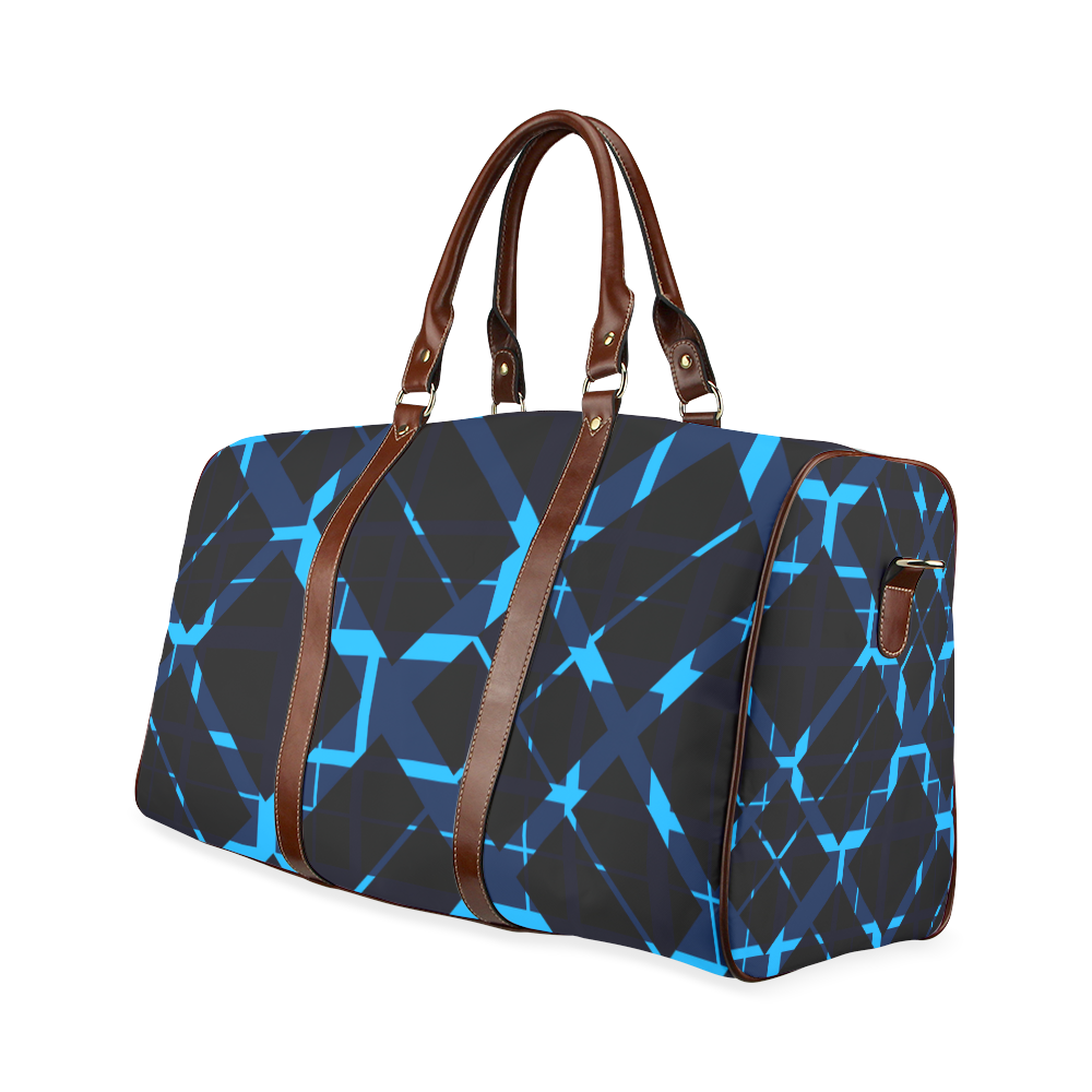 Diagonal Blue & Black Plaid Modern Style Waterproof Travel Bag/Large (Model 1639)