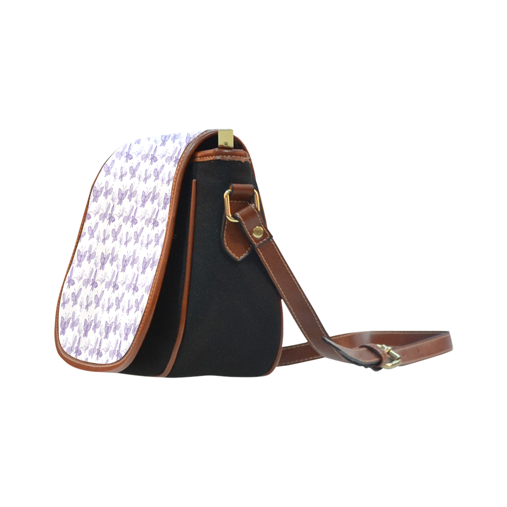 Cute Purple Butterflies Saddle Bag/Small (Model 1649)(Flap Customization)