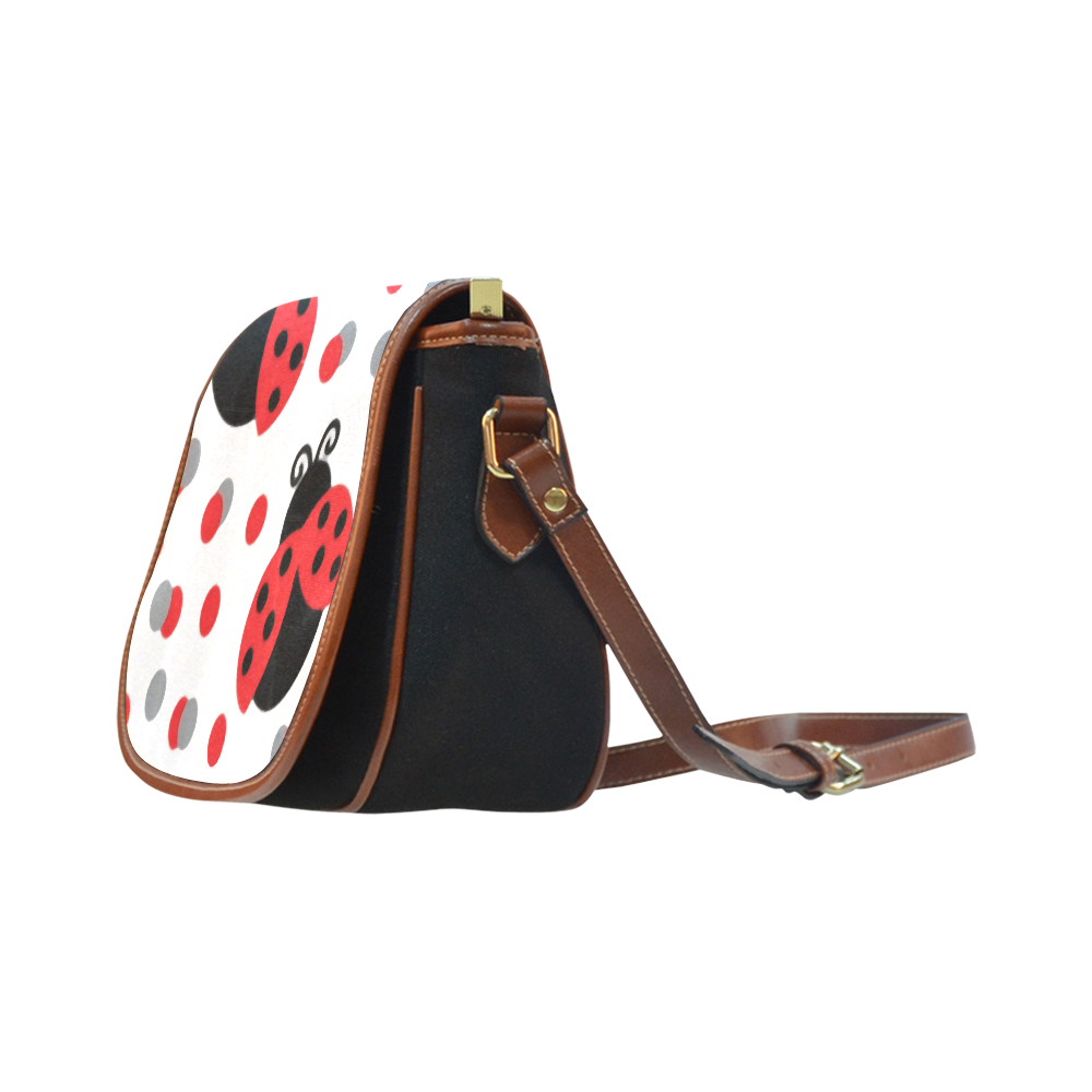 Cute Ladybug Pattern Red Black Saddle Bag/Small (Model 1649)(Flap Customization)