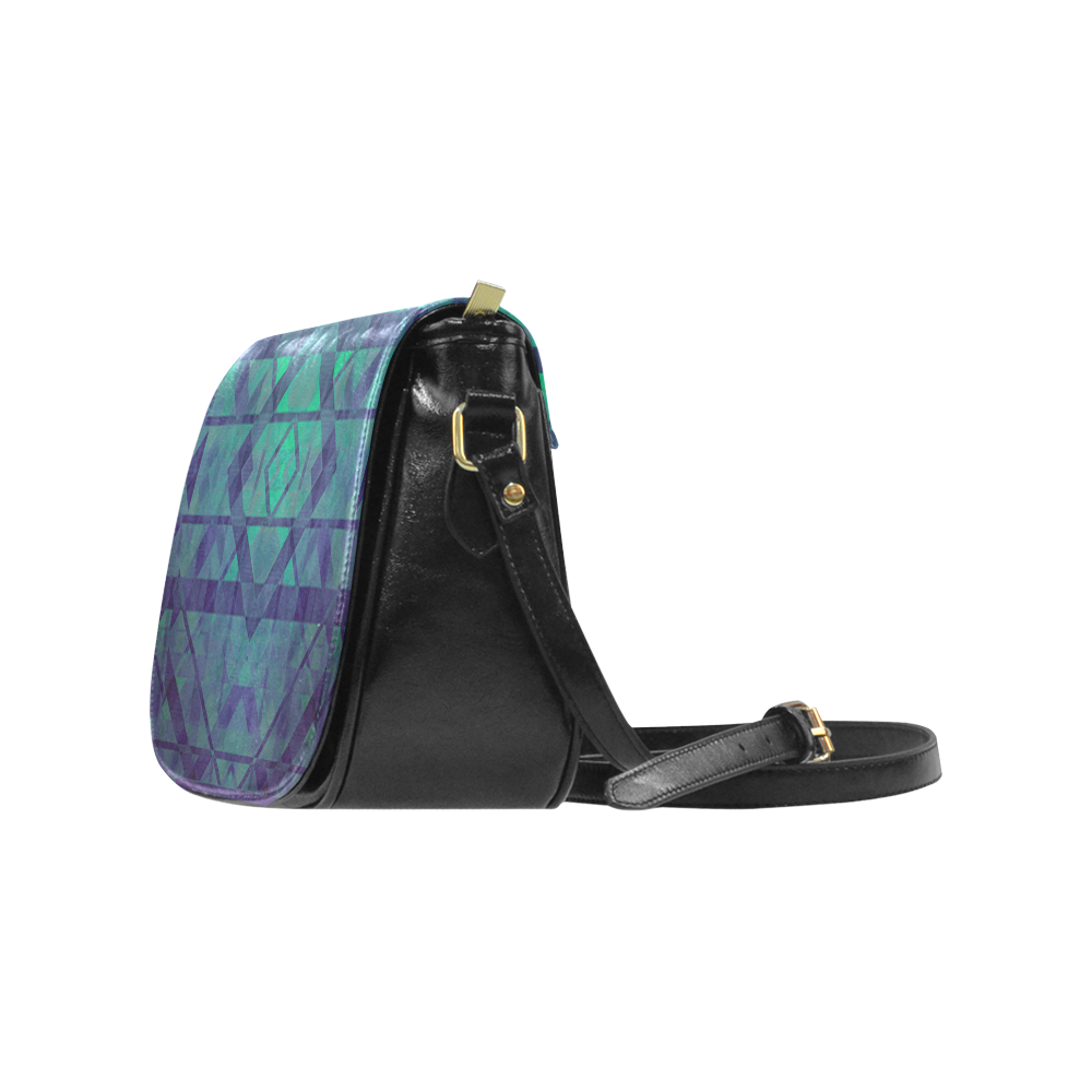 Sci-Fi Dream Blue Geometric design Classic Saddle Bag/Small (Model 1648)