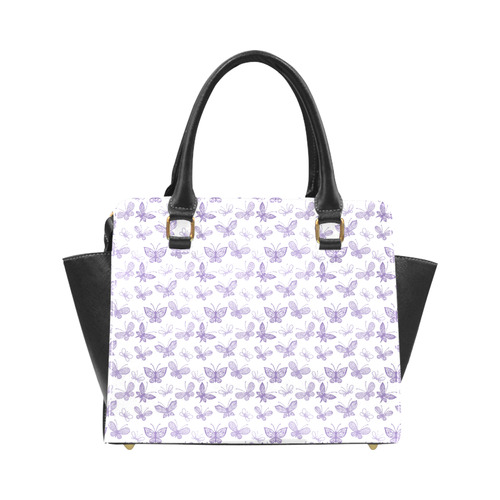 Cute Purple Butterflies Rivet Shoulder Handbag (Model 1645)