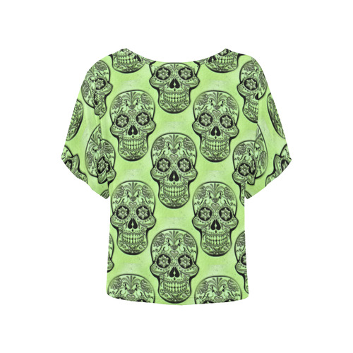Skull20170513_by_JAMColors Women's Batwing-Sleeved Blouse T shirt (Model T44)