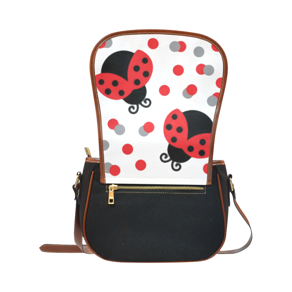 Cute Ladybug Pattern Red Black Saddle Bag/Small (Model 1649)(Flap Customization)