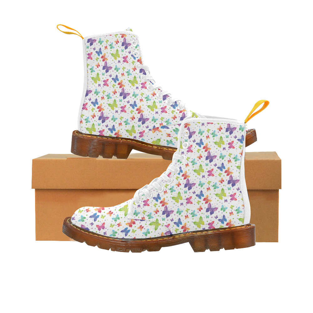 Colorful Butterflies Martin Boots For Women Model 1203H