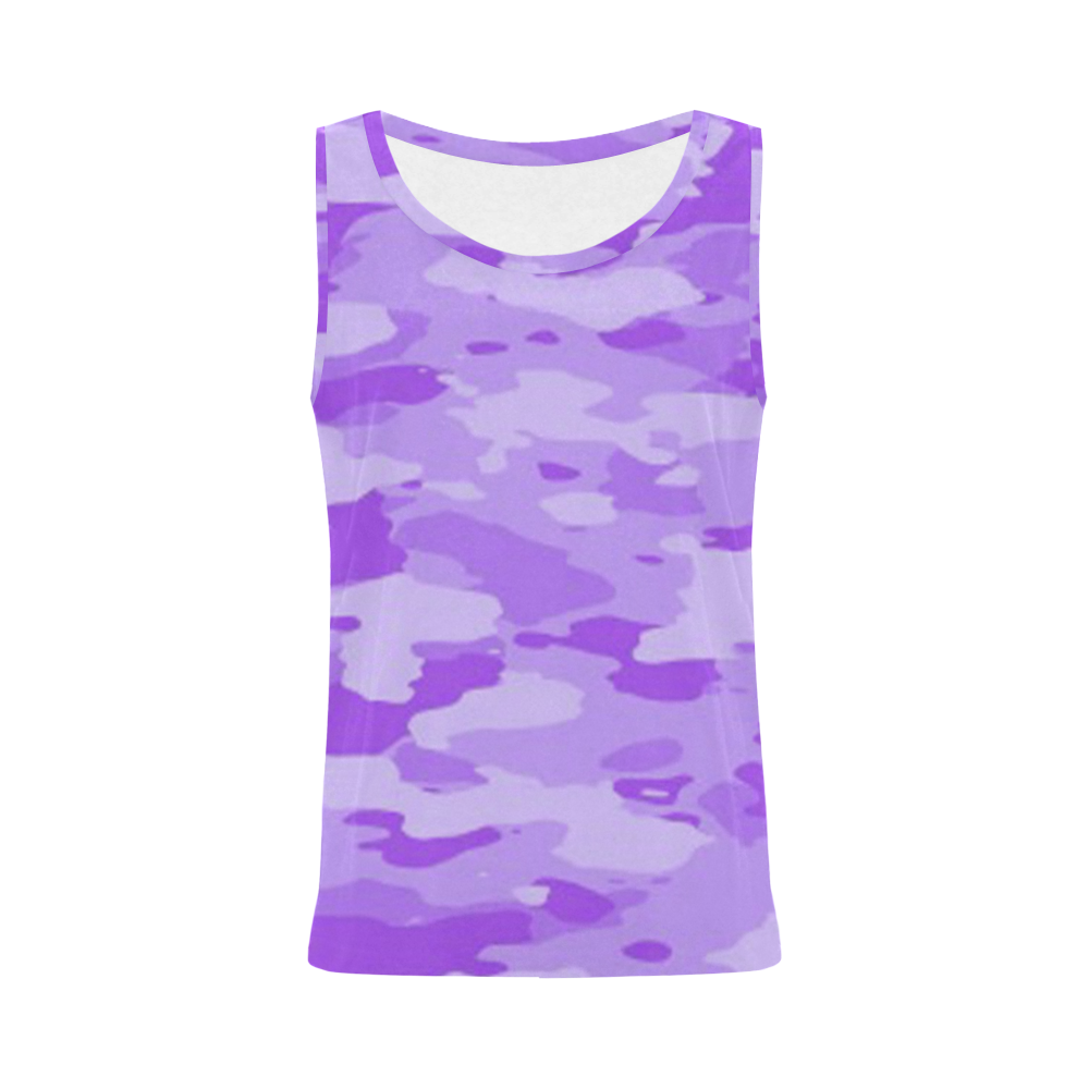 Purple Camo All Over Print Tank Top for Women (Model T43)