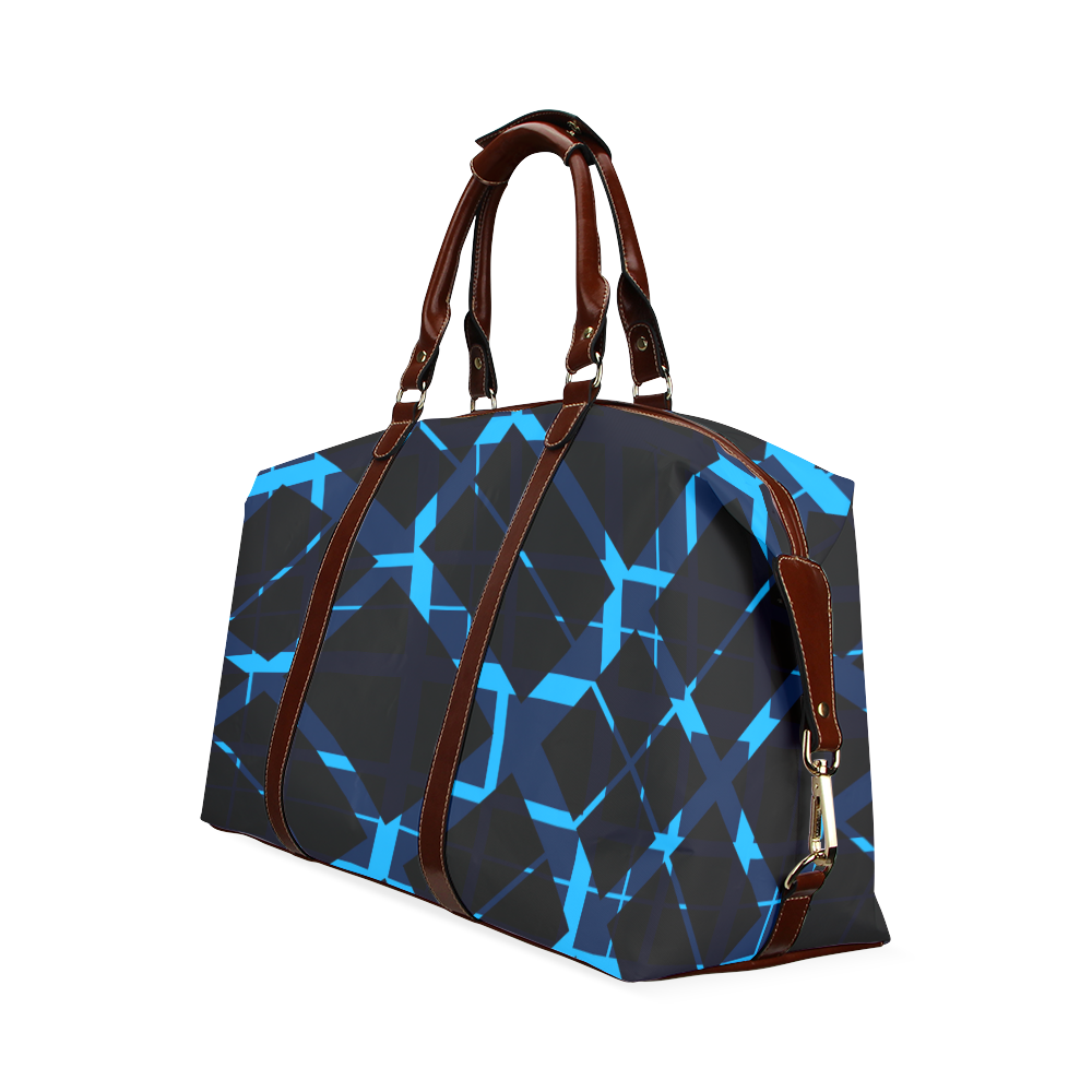Diagonal Blue & Black Plaid Modern Style Classic Travel Bag (Model 1643)