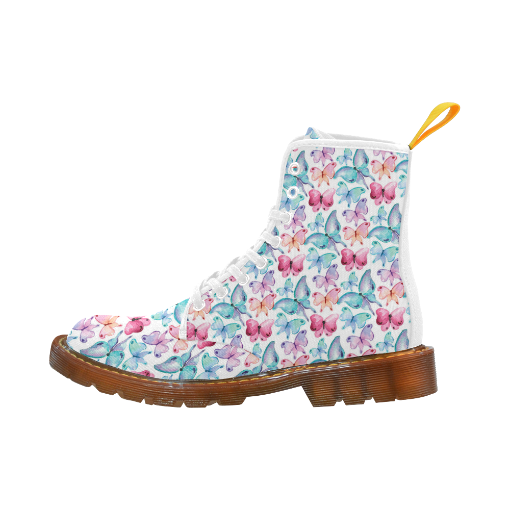 Watercolor Colorful Butterflies Martin Boots For Women Model 1203H