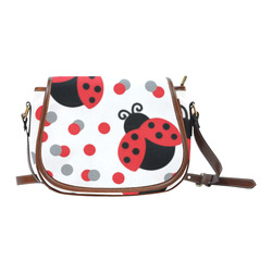 Cute Ladybug Pattern Red Black Saddle Bag/Small (Model 1649) Full Customization