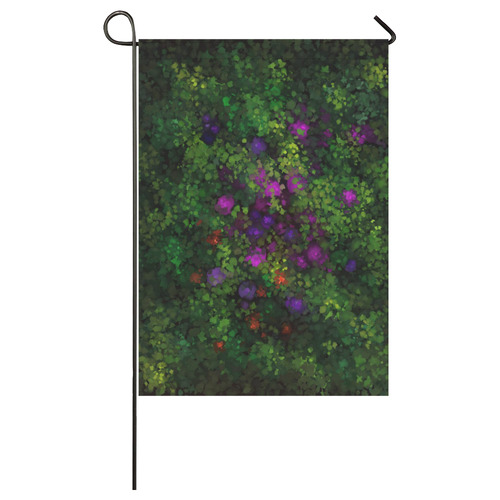 Wild Rose Garden, Oil painting. Red, purple, green Garden Flag 28''x40'' （Without Flagpole）