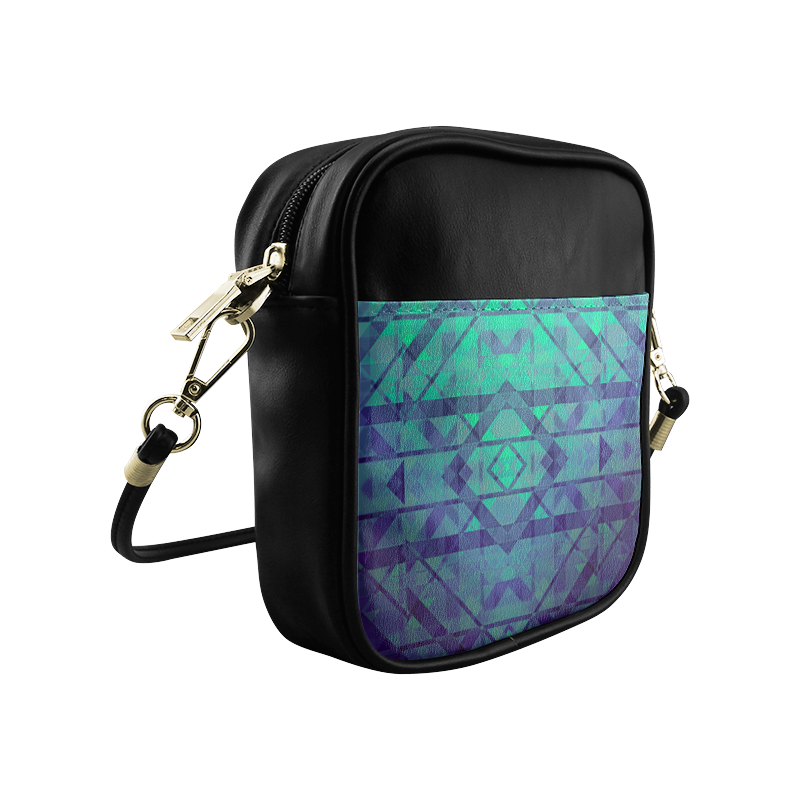 Sci-Fi Dream Blue Geometric design Sling Bag (Model 1627)