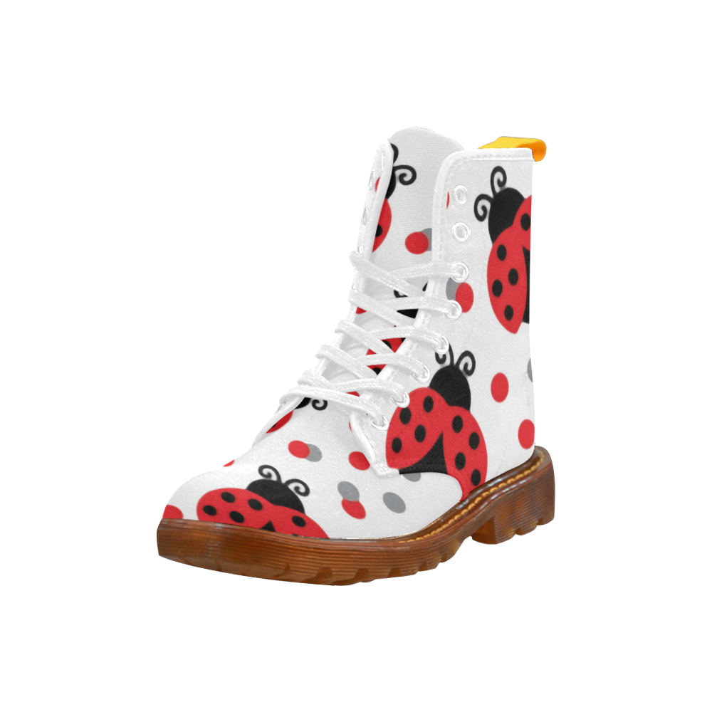 Cute Ladybug Pattern Red Black Martin Boots For Women Model 1203H