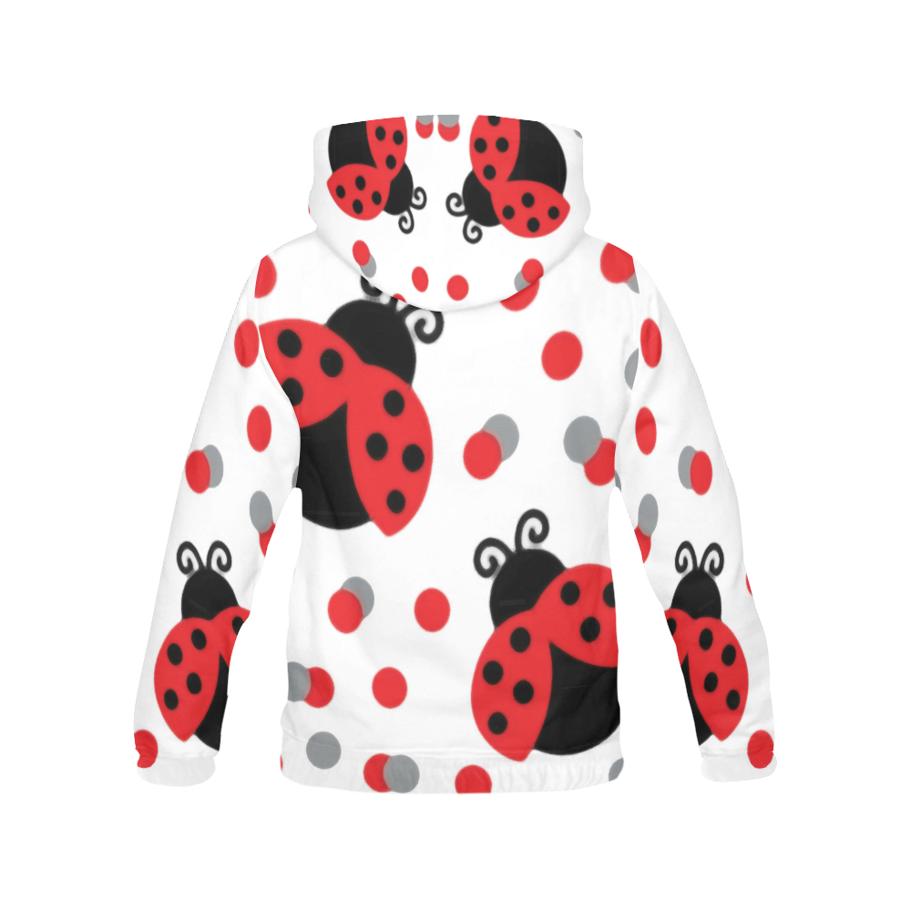 Cute Ladybug Pattern Red Black All Over Print Hoodie for Women (USA Size) (Model H13)