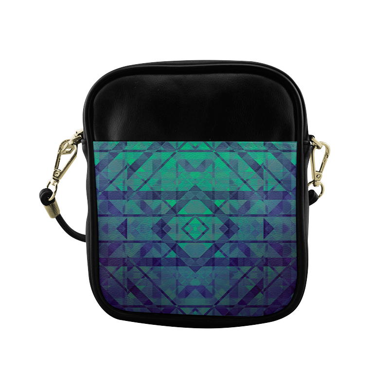 Sci-Fi Dream Blue Geometric design Sling Bag (Model 1627)