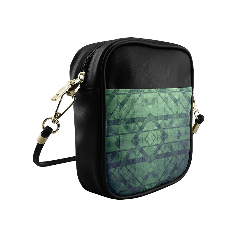 Sci-Fi Green Monster  Geometric design Sling Bag (Model 1627)