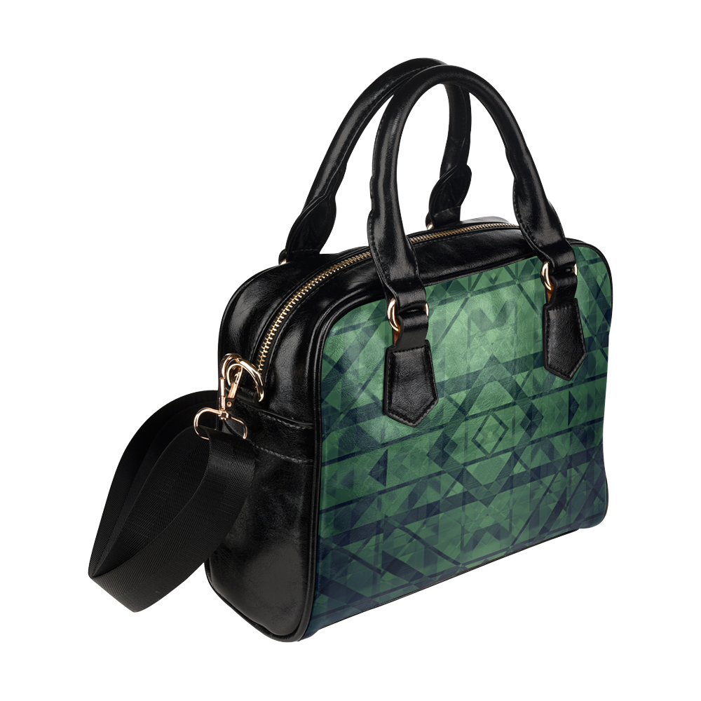 Sci-Fi Green Monster  Geometric design Shoulder Handbag (Model 1634)