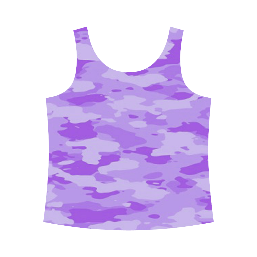 Purple Camo All Over Print Tank Top for Women (Model T43)