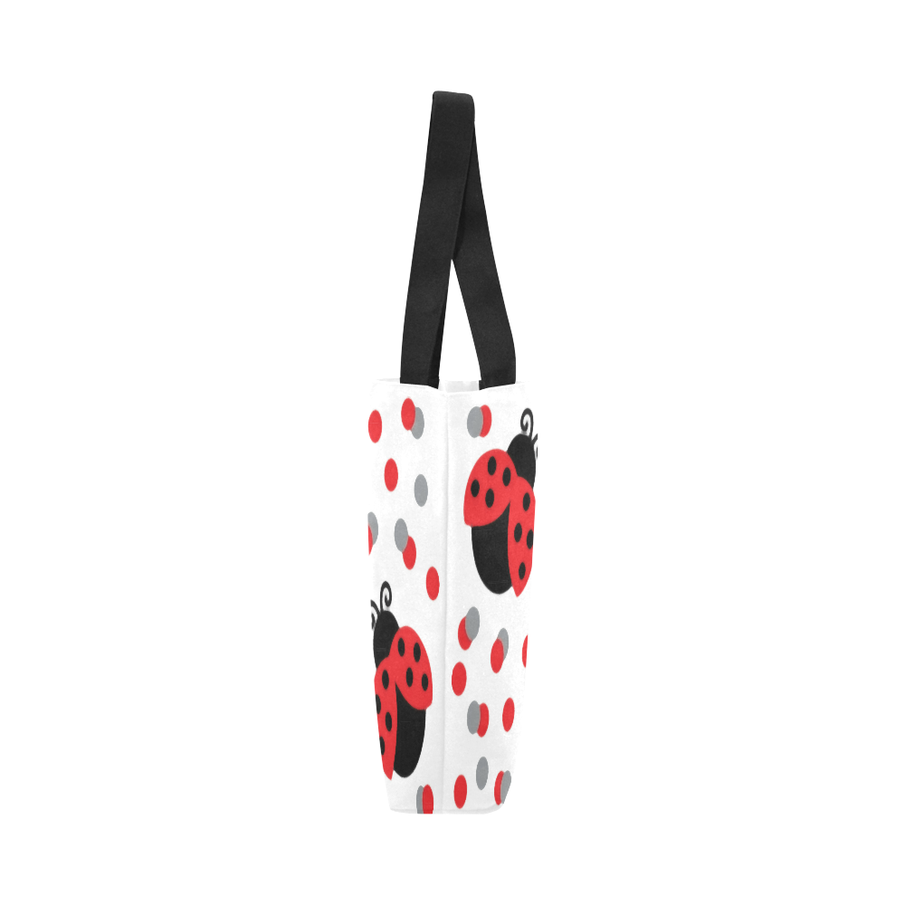 Cute Ladybug Pattern Red Black Canvas Tote Bag (Model 1657)