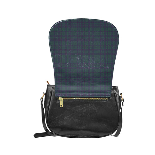 Green Plaid Rock Style Classic Saddle Bag/Small (Model 1648)