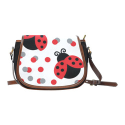 Cute Ladybug Pattern Red Black Saddle Bag/Small (Model 1649)(Flap Customization)