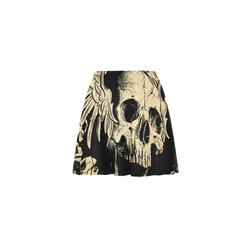 Awesome skull with crow Mini Skating Skirt (Model D36)