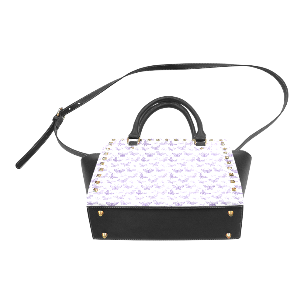 Cute Purple Butterflies Rivet Shoulder Handbag (Model 1645)