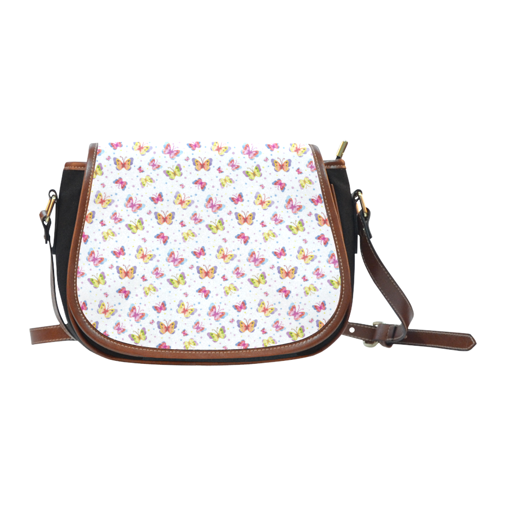 Watercolor Butterflies Saddle Bag/Small (Model 1649)(Flap Customization)