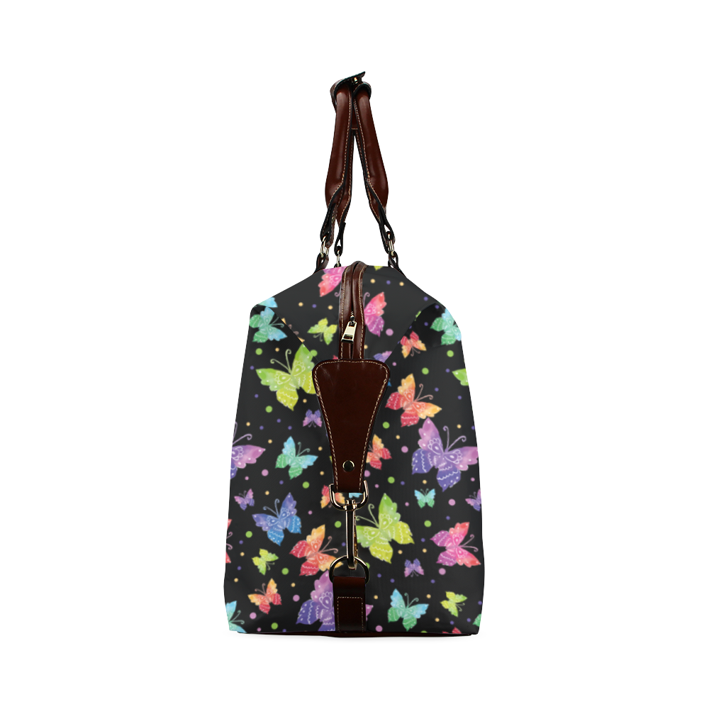 Colorful Butterflies Black Edition Classic Travel Bag (Model 1643) Remake