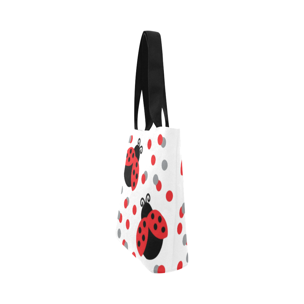 Cute Ladybug Pattern Red Black Canvas Tote Bag (Model 1657)