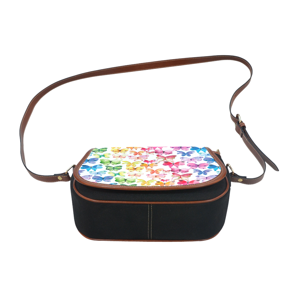 Rainbow Butterflies Saddle Bag/Small (Model 1649)(Flap Customization)