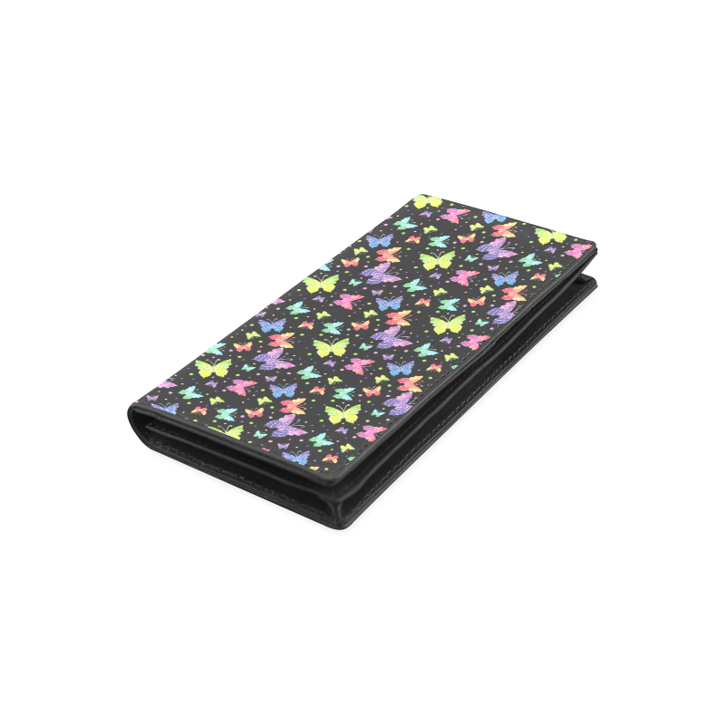 Colorful Butterflies Black Edition Women's Leather Wallet (Model 1611)