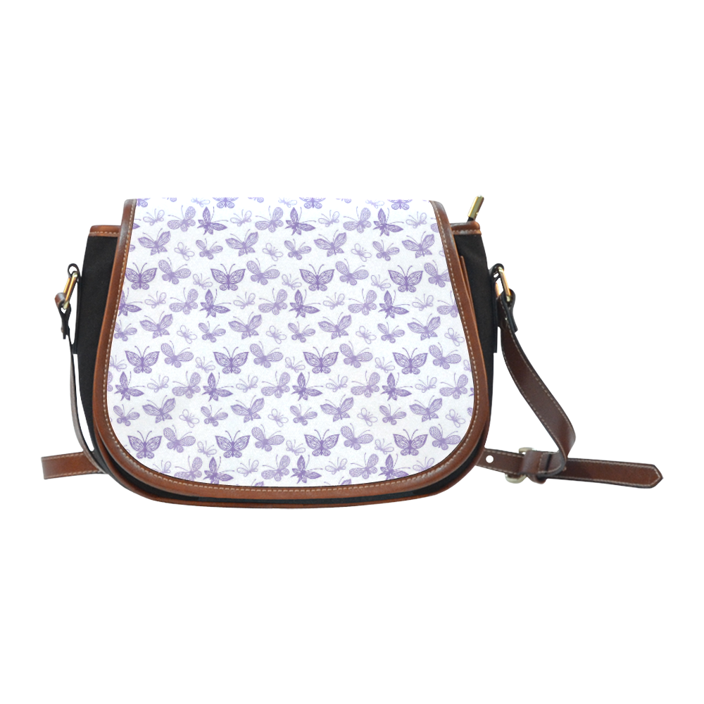 Cute Purple Butterflies Saddle Bag/Small (Model 1649)(Flap Customization)