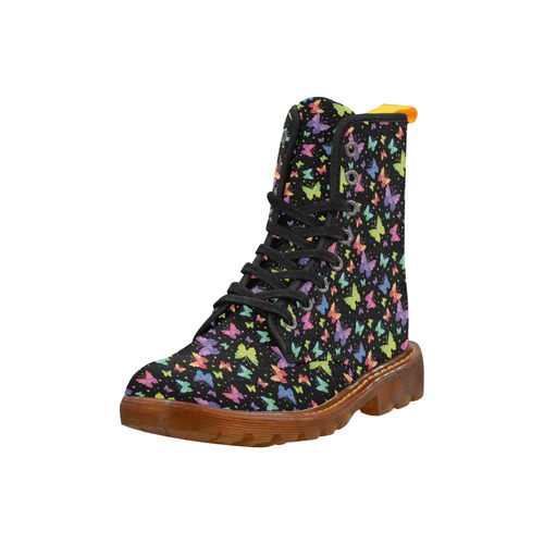 Colorful Butterflies Black Edition Martin Boots For Women Model 1203H