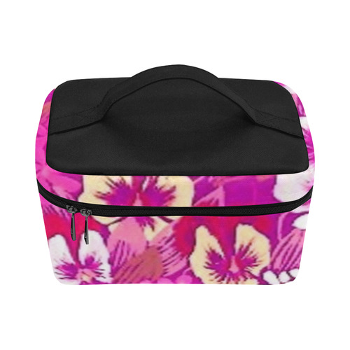 Pink Pansy Cosmetic Bag/Large (Model 1658)