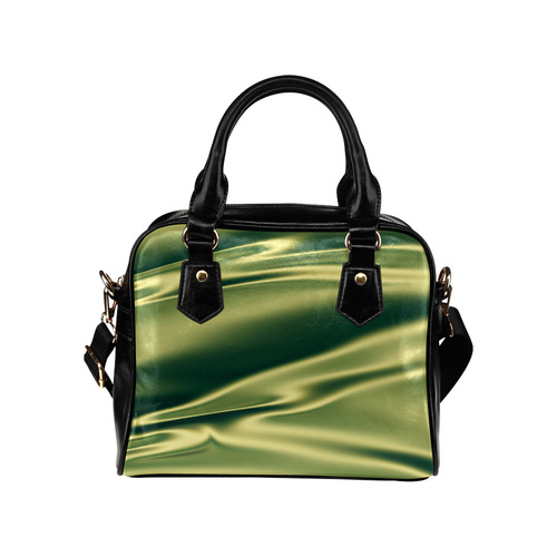 Green satin 3D texture Shoulder Handbag (Model 1634)