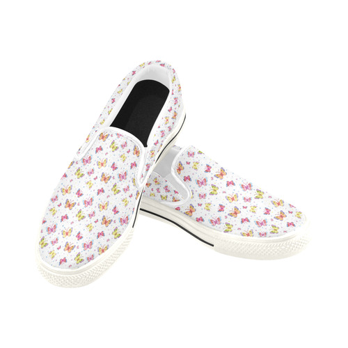 Watercolor Butterflies Slip-on Canvas Shoes for Kid (Model 019)
