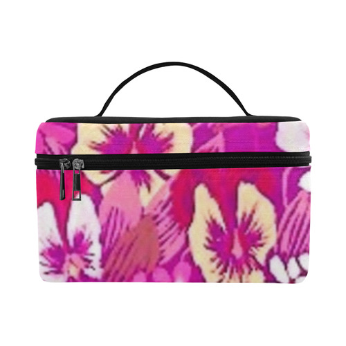 Pink Pansy Cosmetic Bag/Large (Model 1658)