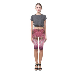 Pink and white stone texture Hestia Cropped Leggings (Model L03)