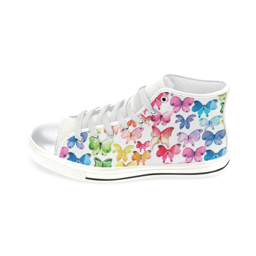 Rainbow Butterflies High Top Canvas Shoes for Kid (Model 017)