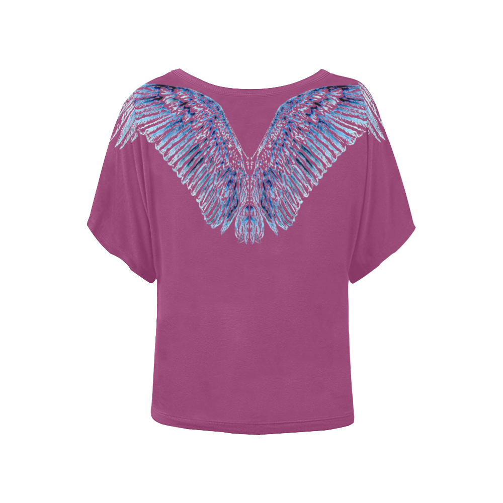 Skull & Wings Pink Women's Batwing-Sleeved Blouse T shirt (Model T44)