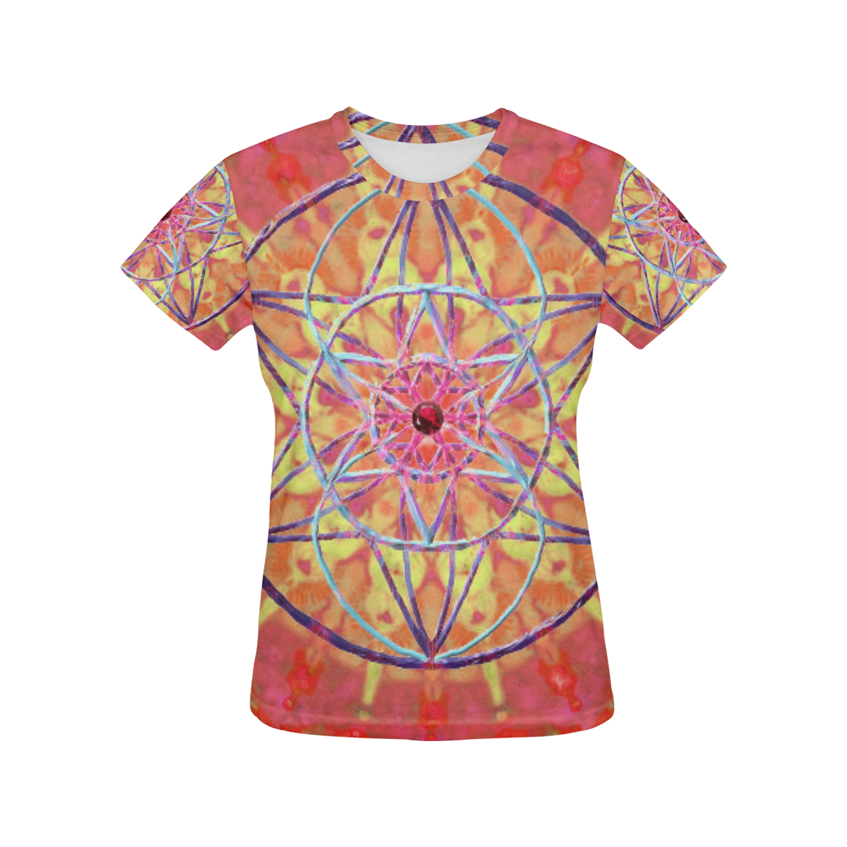 mandlala flower 3-violet symbol All Over Print T-Shirt for Women (USA Size) (Model T40)
