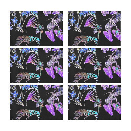 Flowers and Birds B by JamColors Placemat 12’’ x 18’’ (Set of 6)