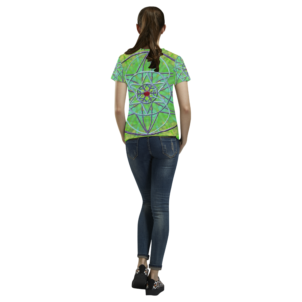 mandlala flower 2- violet All Over Print T-Shirt for Women (USA Size) (Model T40)