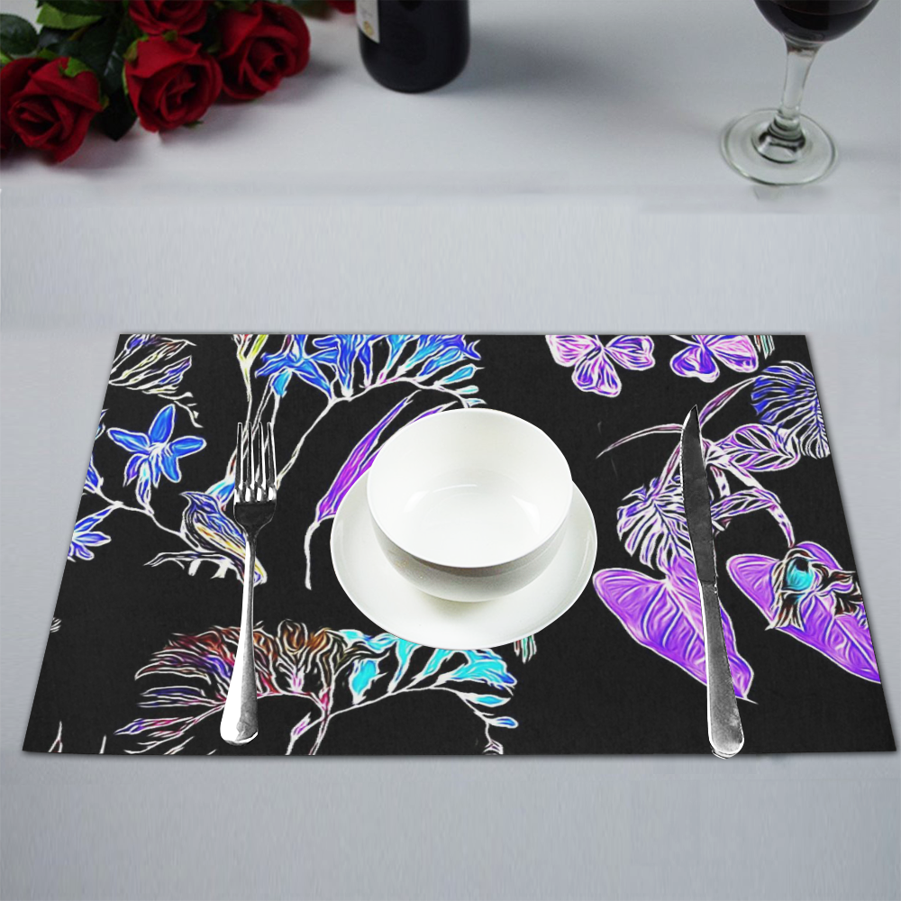 Flowers and Birds B by JamColors Placemat 12’’ x 18’’ (Set of 2)