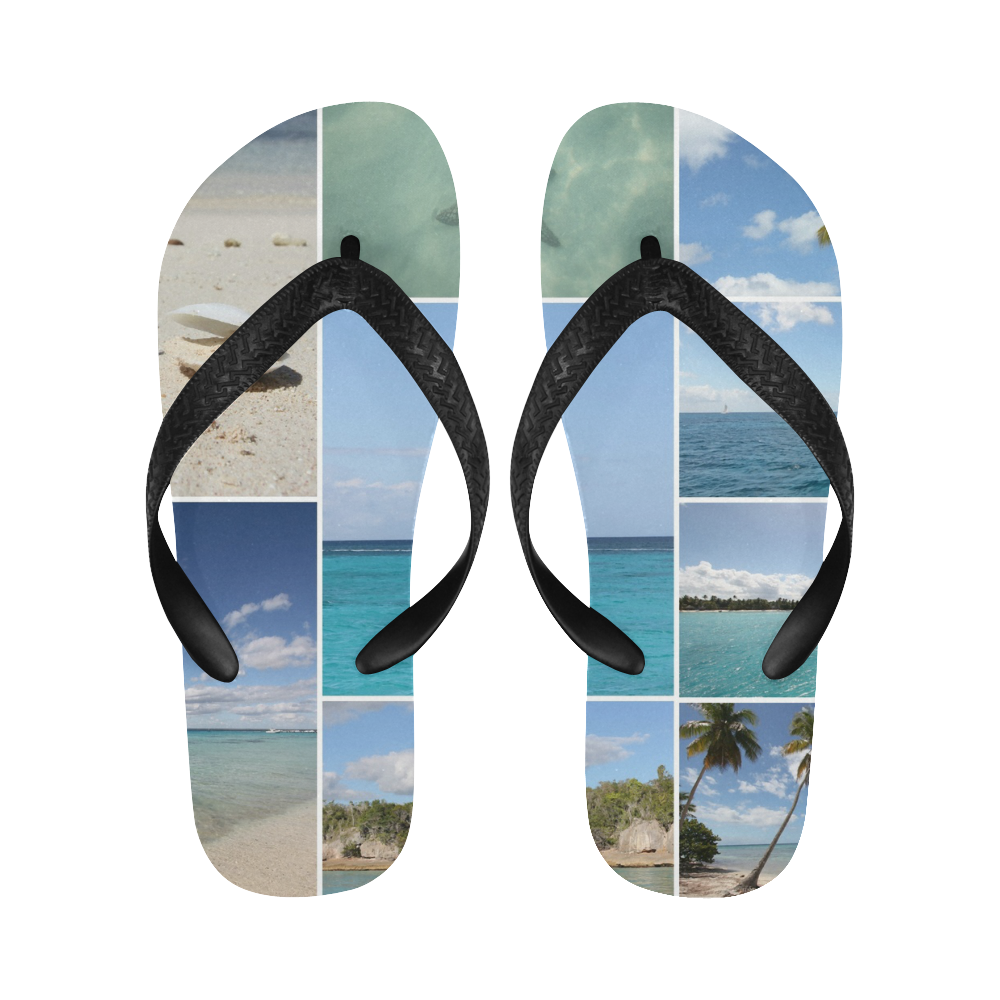 Isla Saona Caribbean Photo Collage Flip Flops for Men/Women (Model 040)