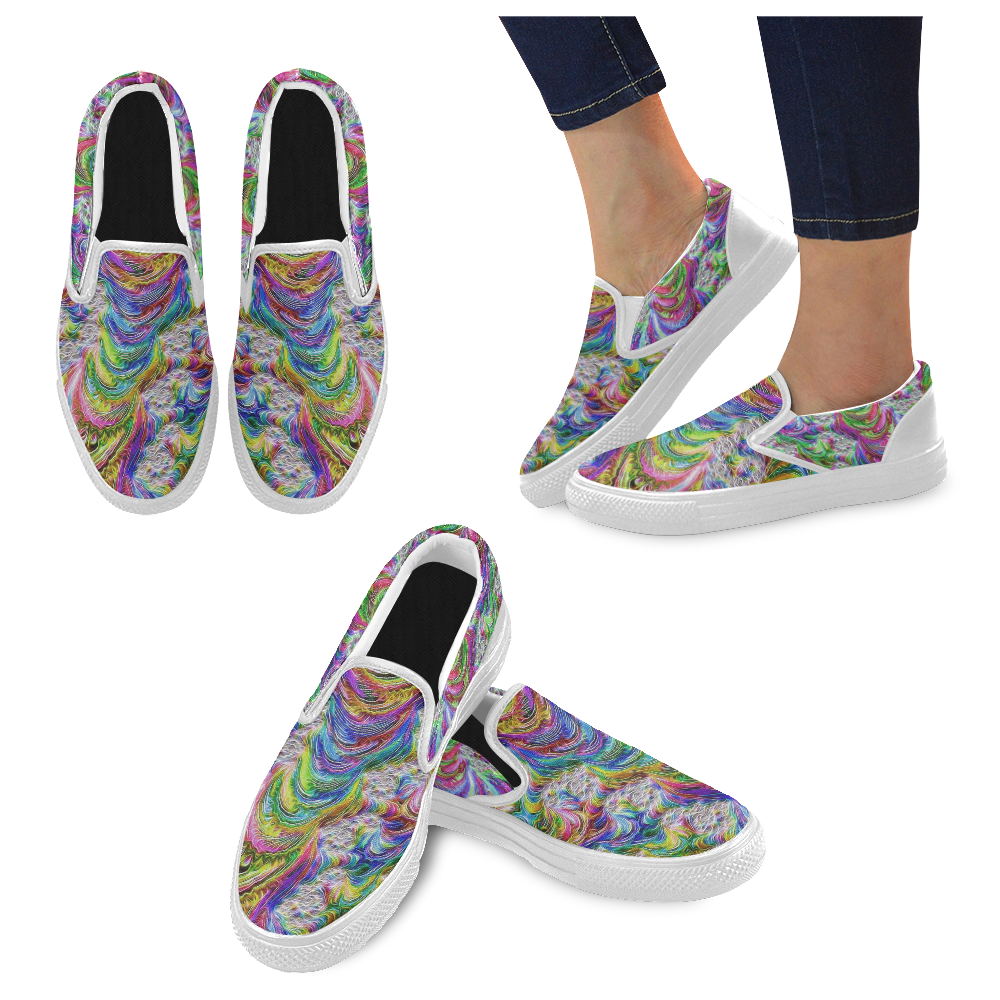 gorgeous Fractal 175 A by JamColors Women's Slip-on Canvas Shoes (Model 019)