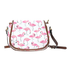 Pink Flamingos Saddle Bag/Large (Model 1649)