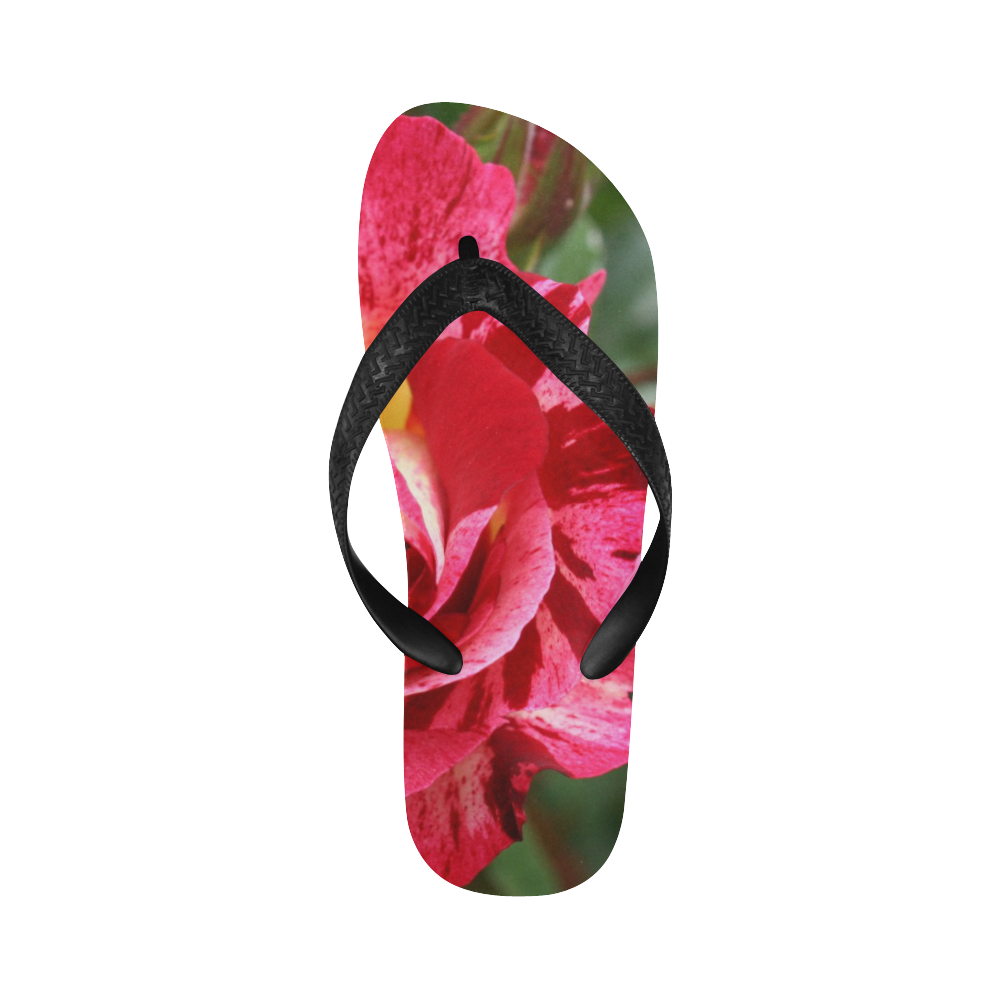 Pink Rose Flower Blossom Flip Flops for Men/Women (Model 040)